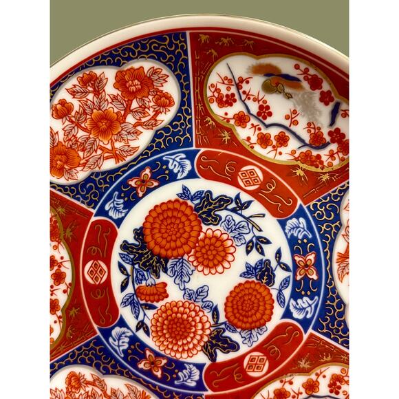 Vintage Japanese Imari Plates-4pc Set-Hand Painted Porcelain-Red Blue Gold-Asian - Picture 7 of 12